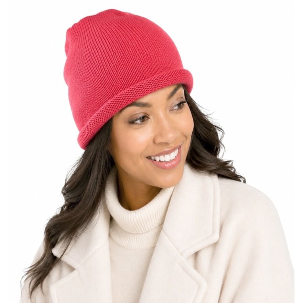 Orange Knit Beanie Hat‎ Rolled Edge Cotton Blend Slouchy Skull Cap OS Chic 69-04
